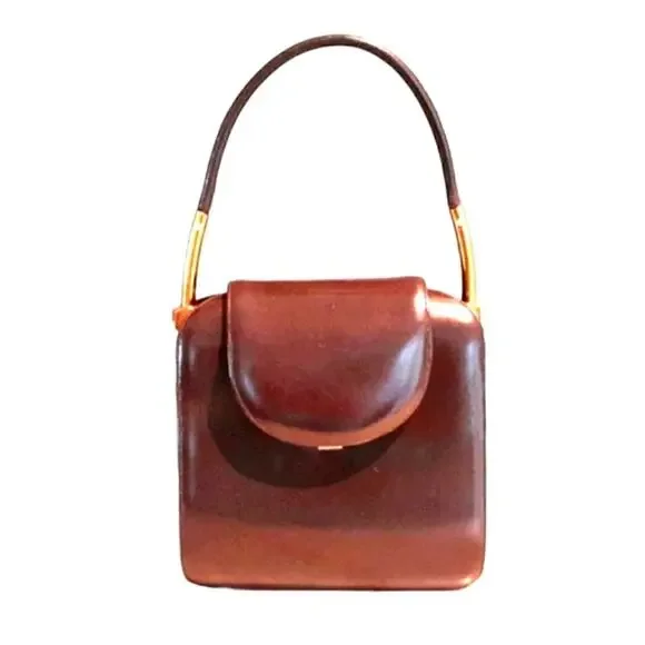 1960s VNTG VERY RARE Judith Lieber Couture Satchel Brown Mini Peekaboo Handbag - Picture 1 of 9
